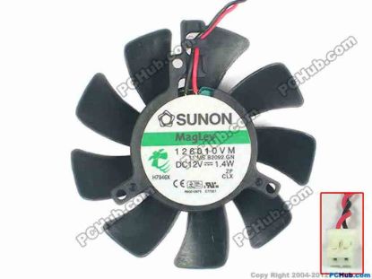 87941 SUNON 126010VM Server - Frameless / GPU Fan 11.MS.B2092.GN, dia60x60x10, w85x2x2, 12V 1.4W SUNON 126010VM Server - Frameless / GPU Fan 