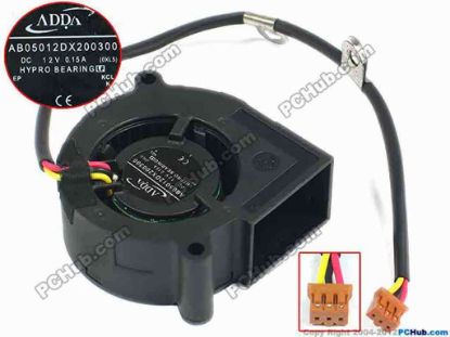 87944 ADDA AB05012DX200300 Server - Blower Fan 0XL5, bw50x50x12, w190x3x3, 12V 0.15A ADDA AB05012DX200300 Server - Blower Fan 