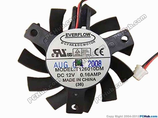 87959 Everflow T126010DM Server - Frameless / GPU Fan dia55x55x10, w105x2x2, 12V 0.16A Everflow T126010DM Server - Frameless / GPU Fan 