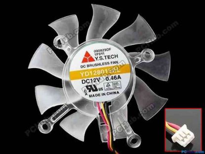 87969 Y.S TECH YD128015EL Server - Frameless / GPU Fan 12V 0.46A, W180x3x3, D75x15, Trans White Y.S TECH YD128015EL Server - Frameless / GPU Fan 