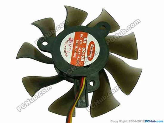87975 Ruikang RK-8015B Server - Frameless / GPU Fan dia80x15, 3-Wire, 12V 0.15A, Light green Ruikang RK-8015B Server - Frameless / GPU Fan 