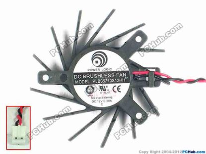 87978 Power Logic PLB05710S12HH Server - Frameless / GPU Fan dia50x50x10, w95x2x2, 12V 0.3A, Black Power Logic PLB05710S12HH Server - Frameless / GPU Fan 