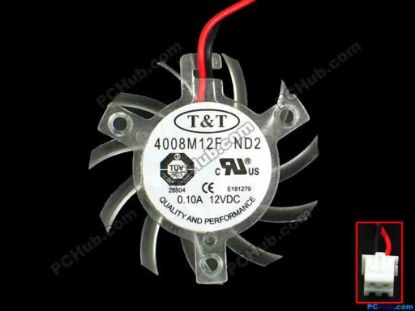 87992 T&T 4008M12F Server - Frameless / GPU Fan ND2, dia37x37x10, w70x2x2, 12V 0.10A T&T 4008M12F Server - Frameless / GPU Fan 