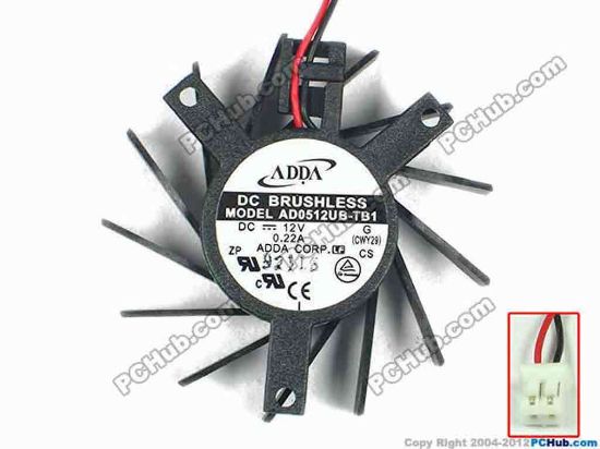 87995 ADDA AD0512UB-TB1 Server - Frameless / GPU Fan  G, (CWY29), dia50x50x10, w85x2x2, 12V 0.22A ADDA AD0512UB-TB1 Server - Frameless / GPU Fan 