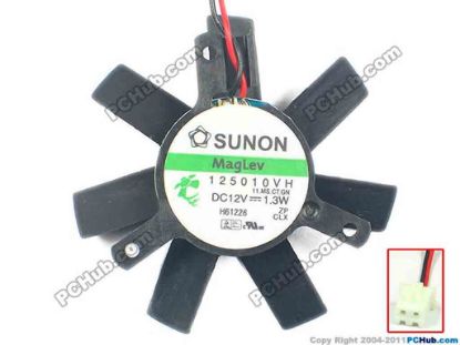 88004 SUNON 125010VH Server - Frameless / GPU Fan 11.MS.CT, dia45x45x10, w90x2x2, 12V 1.3W SUNON 125010VH Server - Frameless / GPU Fan 