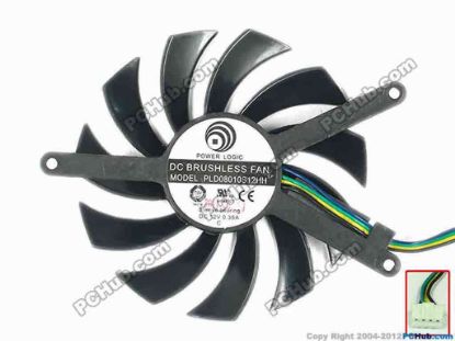 88023 Power Logic PLD08010S12HH Server - Frameless / GPU Fan dia75x75x10, w60x4x4, 12V 0.35A Power Logic PLD08010S12HH Server - Frameless / GPU Fan 