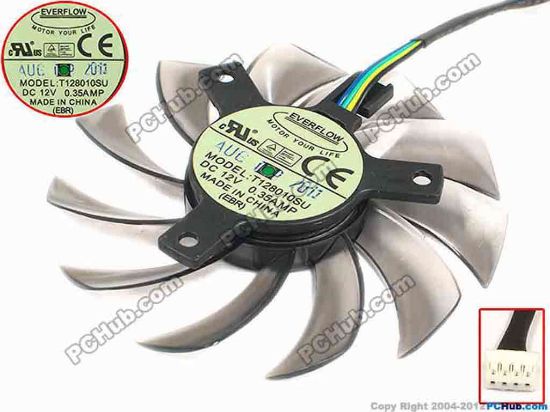 88024 Everflow T128010SU Server - Frameless / GPU Fan 12V 0.35A, W50x4x4, D75xC39, Trans Grey Everflow T128010SU Server - Frameless / GPU Fan 