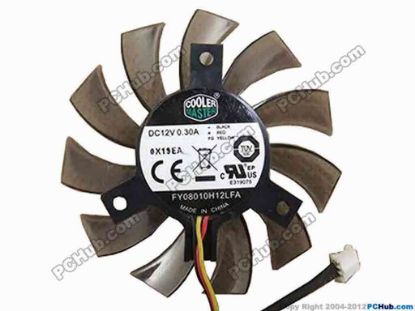88026 Cooler Master FY08010H12LFA Server - Frameless / GPU Fan dia75x75x10, w50x3x3, 12V 0.30A Cooler Master FY08010H12LFA Server - Frameless / GPU Fan 