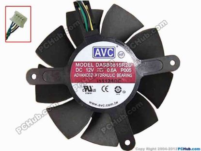 88031 AVC DASB0815R2U Server - Frameless / GPU Fan P005, dia75x75x15, w120x4x4, 12V 0.6A AVC DASB0815R2U Server - Frameless / GPU Fan 