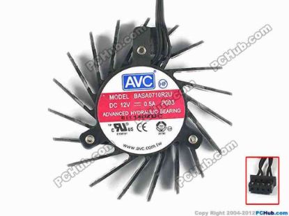 88036 AVC BASA0710R2U Server - Frameless / GPU Fan P003, dia65x65x13, w40x4x4, 12V 0.5A AVC BASA0710R2U Server - Frameless / GPU Fan 