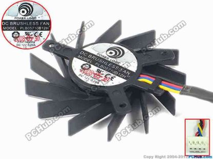 88037 Power Logic PLB05710B12H Server - Frameless / GPU Fan dia50x50x10, w80x4x4, 12V 0.20A Power Logic PLB05710B12H Server - Frameless / GPU Fan 