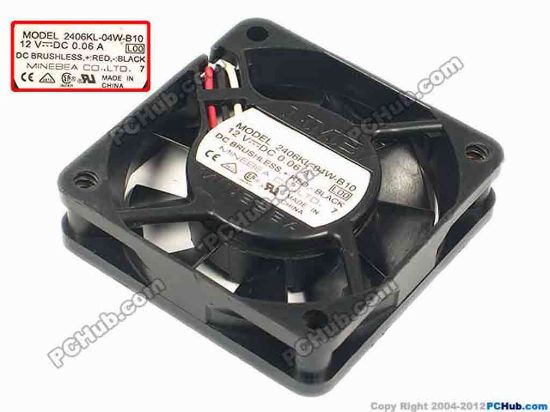 88050 NMB-MAT / Minebea 2406KL-04W-B10 Server - Square Fan L00, sq60x15, 3-Wire, 12V 0.06A NMB-MAT / Minebea 2406KL-04W-B10 Server - Square Fan 