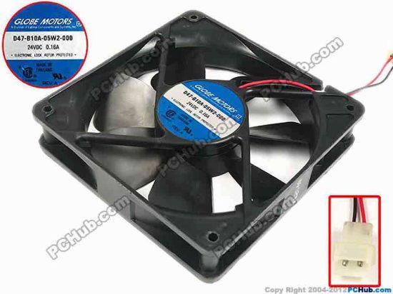 88057 GLOBE FAN D47-B10A-05W2-000 Server - Square Fan sq120x120x25, w75x2x2, 24V 0.16A GLOBE FAN D47-B10A-05W2-000 Server - Square Fan 