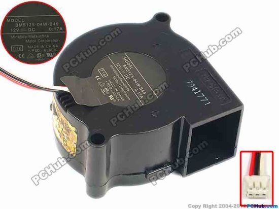 88100 NMB-MAT / Minebea BM5125-04W-B49 Server - Blower Fan T16, bw50x25, w45x3x3, 12V0 .17A NMB-MAT / Minebea BM5125-04W-B49 Server - Blower Fan 