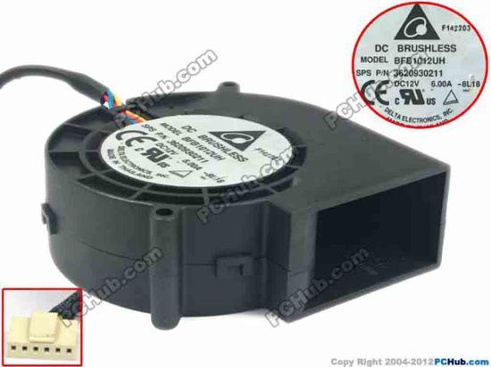88240 Delta Electronics BFB1012UH Server - Blower Fan  -8L18 , bw97x97x33, w25x4x6, 12V 6.00A Delta Electronics BFB1012UH Server - Blower Fan 