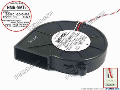 88307 NMB-MAT / Minebea BG0801-B045-00S Server - Blower Fan T1, bw80x80x20, w25x3x3, 12V 0.34A NMB-MAT / Minebea BG0801-B045-00S Server - Blower Fan 