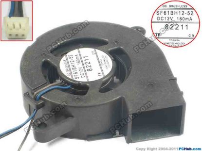 88369 Toshiba SF61BH12-52A Server - Blower Fan 52A, bw60x60x18, 3-wire, 12V 160mA Toshiba SF61BH12-52A Server - Blower Fan