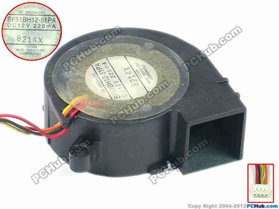 88370 Toshiba SF51BH12-51PA Server - Blower Fan 51PA, bw50x50x20, 80x4x4, 12V 220mA Toshiba SF51BH12-51PA Server - Blower Fan 
