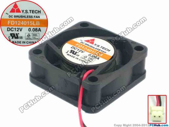 88380 Y.S TECH FD124015LB Server - Square Fan FD124015LB, sq40x40x15, w120x2x2, 12V 0.08A Y.S TECH FD124015LB Server - Square Fan 