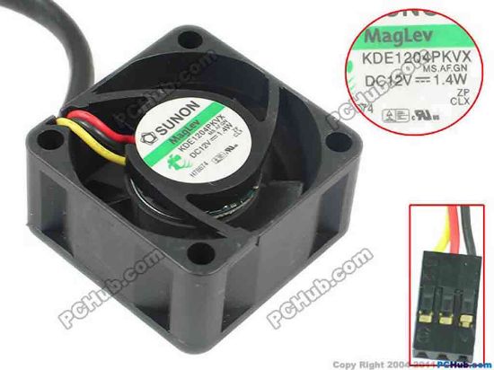 88396 SUNON KDE1204PKVX Server - Square Fan MS.AF.GN, sq40x40x20, w200x3x3, 12V 1.4W SUNON KDE1204PKVX Server - Square Fan 