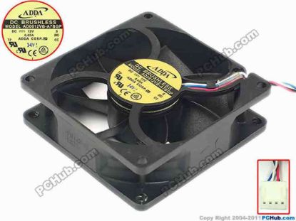 88403 ADDA AD0812VB-A7BGP Server - Square Fan sq80x80x25, w80x4x4, 12V 0.65A ADDA AD0812VB-A7BGP Server - Square Fan 
