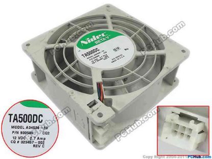 88409 Nidec A34538-90 Server - Square Fan CQ2, sq126x126x50, 12V 2.7A Nidec A34538-90 Server - Square Fan 