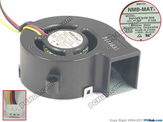 88449 NMB-MAT / Minebea BM4520-04W-B39 Server - Blower Fan LB2, bw45x45x20, 3-wire, 12V 0.12A NMB-MAT / Minebea BM4520-04W-B39 Server - Blower Fan 