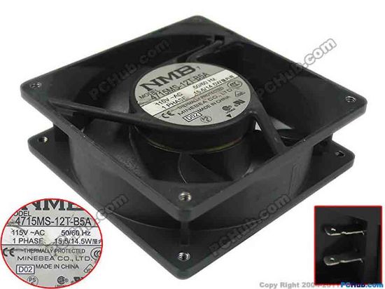 88571 NMB-MAT / Minebea 4715MS-12T-B5A Server - Square Fan D02, sq120X120X38, 115V 15.5W NMB-MAT / Minebea 4715MS-12T-B5A Server - Square Fan