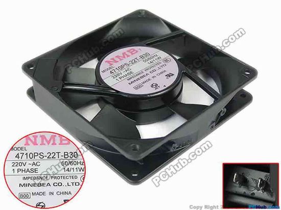 88582 NMB-MAT / Minebea 4710PS-22T-B30 Server - Square Fan B00, sq120x120x25, 220V 14W NMB-MAT / Minebea 4710PS-22T-B30 Server - Square Fan 