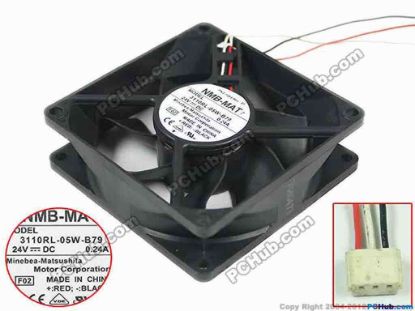 88612 NMB-MAT / Minebea  3110RL-05W-B79 Server - Square Fan F02, sq80x80x25, w80x3x3, 24V 0.24A NMB-MAT / Minebea  3110RL-05W-B79 Server - Square Fan 