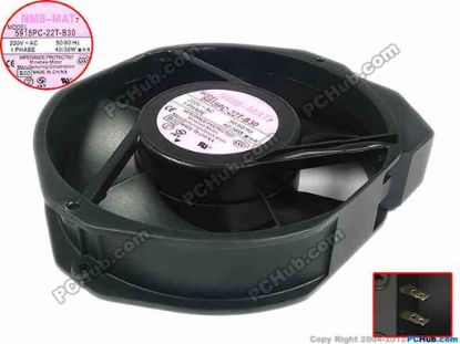 88645 NMB-MAT / Minebea 5915PC-22T-B30 Server - Round Fan B00, dia150x172x38mm, 220V 40/38W NMB-MAT / Minebea 5915PC-22T-B30 Server - Round Fan 