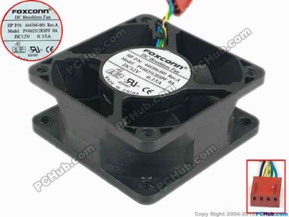 88686 Foxconn PV602512ESPF Server - Square Fan 0A, 444306-001, sq60x60x25, 4-wire 12V 0.35A Foxconn PV602512ESPF Server - Square Fan 