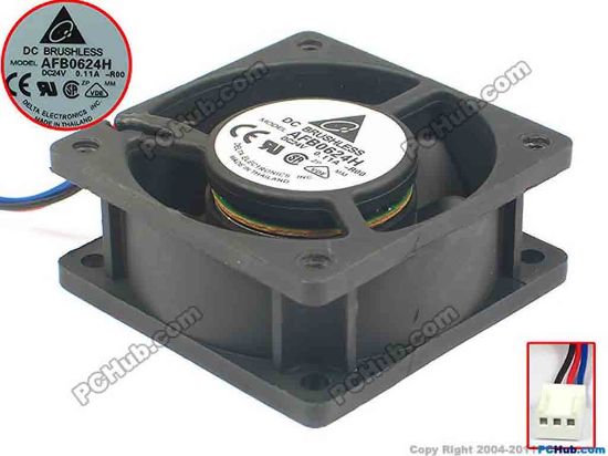 88735 Delta Electronics AFB0624H Server - Square Fan -R00, sq60x60x25, w3, 24V 0.11A Delta Electronics AFB0624H Server - Square Fan 