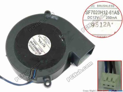 88767 Toshiba SF7020H12-61AS Server - Blower Fan DC 12V 250mA, 70x70x20mm Toshiba SF7020H12-61AS Server - Blower Fan