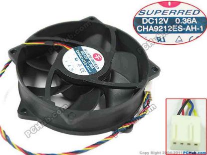 88768 Superred CHA9212ES-AH-1 Server - Square Fan CHA9212ES-AH-1, sq92x92x25, 4-wire, 12V 0.36A Superred CHA9212ES-AH-1 Server - Square Fan 