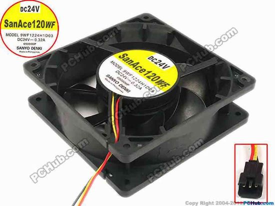 88829 Sanyo Denki 9WF1224H1D03 Server - Square Fan sq120x120x38, w60x3x3, 24V 0.32A Sanyo Denki 9WF1224H1D03 Server - Square Fan 