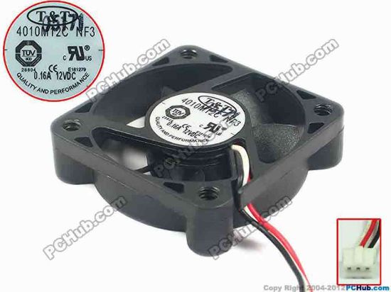 88857 T&T 4010M12C Server - Square Fan NF3, sq40x40x10, w65x3x3, 12V 0.16A T&T 4010M12C Server - Square Fan 