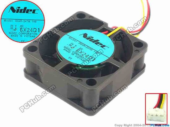 88993 Nidec D04R-24TM Server - Square Fan 14B, sq40x40x15, w85x3x3, 24V 0.06A Nidec D04R-24TM Server - Square Fan 
