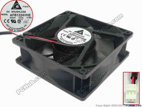 89065 Delta Electronics AFB1224VHE Server - Square Fan -T7RY, sq120x120x38, w2, 24V 0.57A Delta Electronics AFB1224VHE Server - Square Fan 