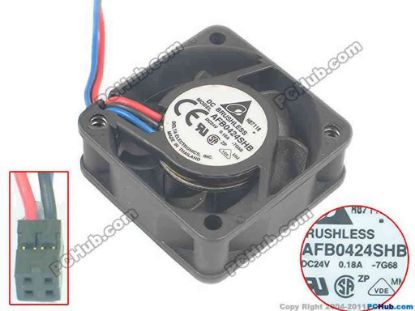 89153 Delta Electronics AFB0424SHB Server - Square Fan -7G68, sq40x40x15, w55x3x3, 24V 0.18A Delta Electronics AFB0424SHB Server - Square Fan 