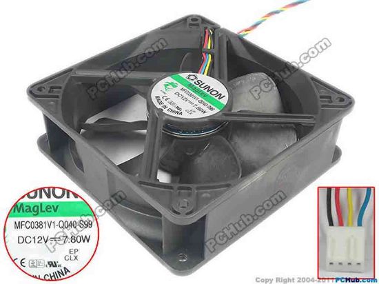 89191 SUNON MFC0381V1-Q040-S99 Server - Square Fan sq120x120x38, w255x4x4, 12V 7.80W SUNON MFC0381V1-Q040-S99 Server - Square Fan 