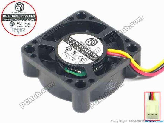 89206 Power Logic PLA03010S12M Server - Square Fan sq30x30x10, w80x3x3, 12V 0.07A Power Logic PLA03010S12M Server - Square Fan 