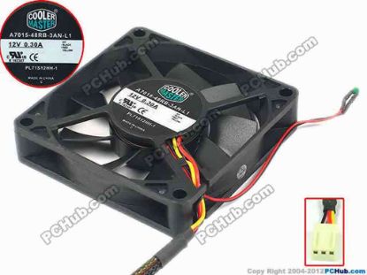 89220 Cooler Master A7015-48RB-3AN-L1 Server - Square Fan PL71S12HH-1, sq70x70x15, w200x3x3, 12V 0.30A Cooler Master A7015-48RB-3AN-L1 Server - Square Fan 