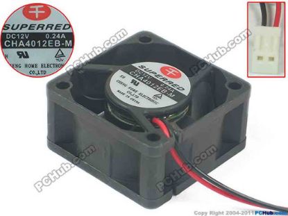 89230 Superred CHA4012EB-M Server - Square Fan sq40x40x20, 2-wire, 12V 0.24A Superred CHA4012EB-M Server - Square Fan 