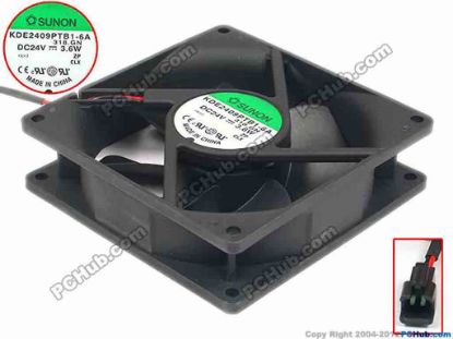 89266 SUNON KDE2409PTB1-6A Server - Square Fan 318.GN, sq92x92x25, w25x2x2, 24V 3.6W SUNON KDE2409PTB1-6A Server - Square Fan 