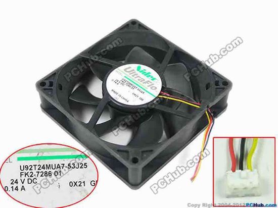 89272 Nidec U92T24MUA7-53J25 Server - Square Fan FK2-7286, 01, sq92x92x25, w25x3x3, 24V 0.14A Nidec U92T24MUA7-53J25 Server - Square Fan 