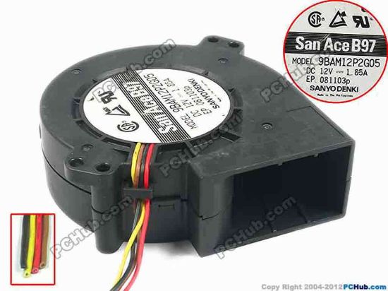 89445 Sanyo Denki 9BAM12P2G05 Server - Blower Fan bw97x97x33, 4-wire, 12V 1.85A Sanyo Denki 9BAM12P2G05 Server - Blower Fan 