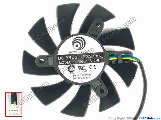 89449 Power Logic PLA08015S12HH Server - Frameless / GPU Fan dia75x75x15, w115x4x4, 12V 0.35A, Black Power Logic PLA08015S12HH Server - Frameless / GPU Fan 
