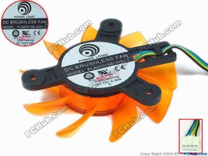 89473 Power Logic PLA07015B12HH-1 Server - Frameless / GPU Fan 12V 0.30A, W80x4x4, D65x12, Orange Power Logic PLA07015B12HH-1 Server - Frameless / GPU Fan 