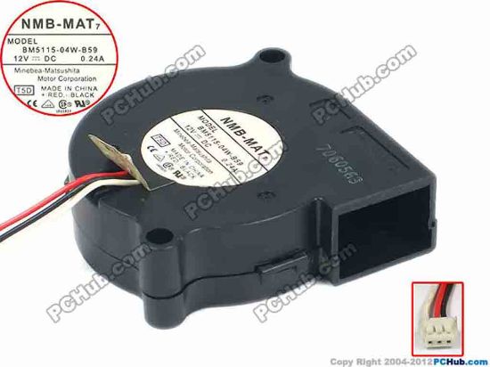 89481 NMB-MAT / Minebea BM5115-04W-B59 Server - Blower Fan T5D, bw50x50x15, w120x3x3, 12V 0.24A NMB-MAT / Minebea BM5115-04W-B59 Server - Blower Fan 